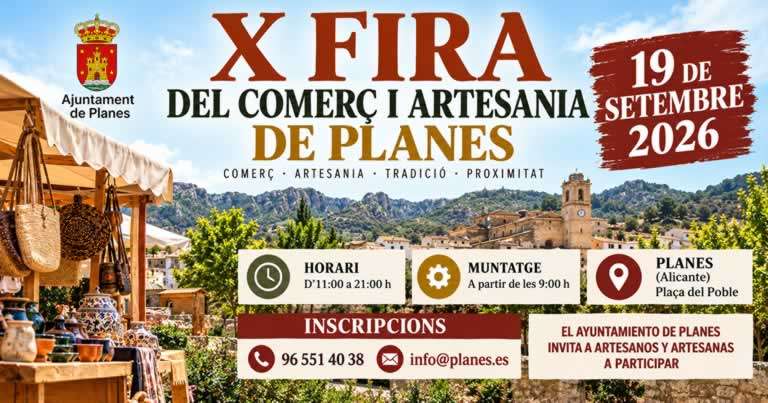 X Fira del Comerç i Artesania de Planes 2026 (Alicante)
