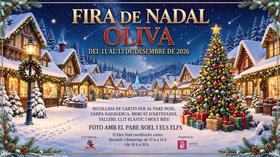 Cartel de la Fira de Nadal d’Oliva 2026 en Valencia, del 11 al 13 de diciembre.