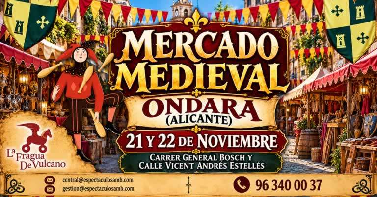 Mercado Medieval de Ondara 2026 en las calles General Bosch y Vicent Andrés Estellés