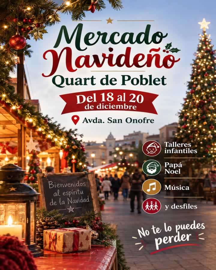 
Mercado Navideño de Quart de Poblet 2026 en la avenida San Onofre, del 18 al 20 de diciembre