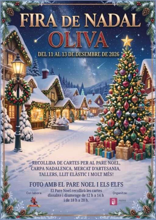 Cartel oficial de la Fira de Nadal d’Oliva 2026 en Valencia, del 11 al 13 de diciembre.