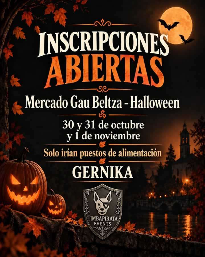Mercado de Halloween de Gernika 2026, convocatoria para puestos de alimentación