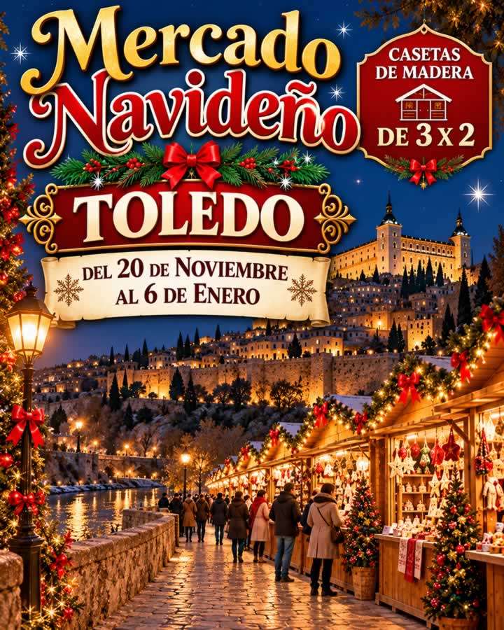 Mercado Navideño de Toledo 2026-2027 con casetas de madera